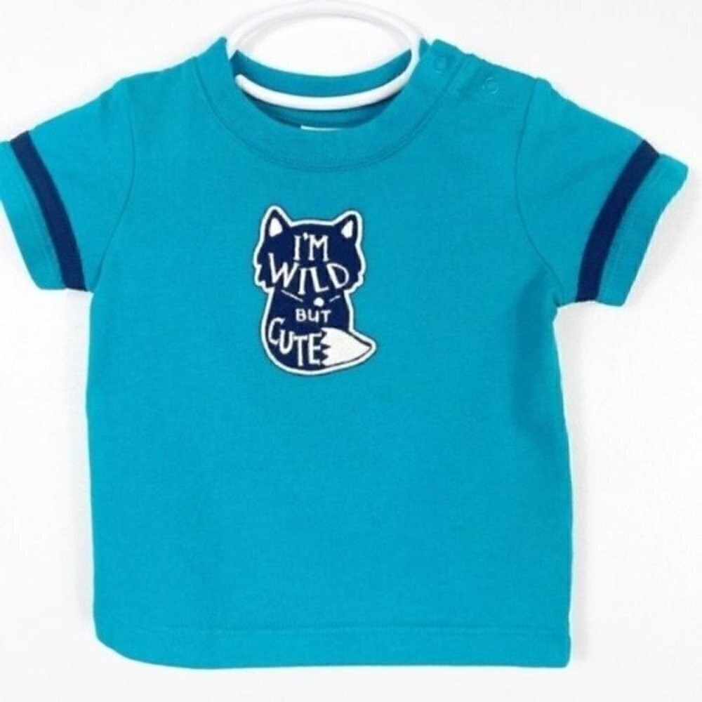 Iβm WILD but Cute Fox Baby Tee Short Sleeve Size 6-12M Teal & Blue